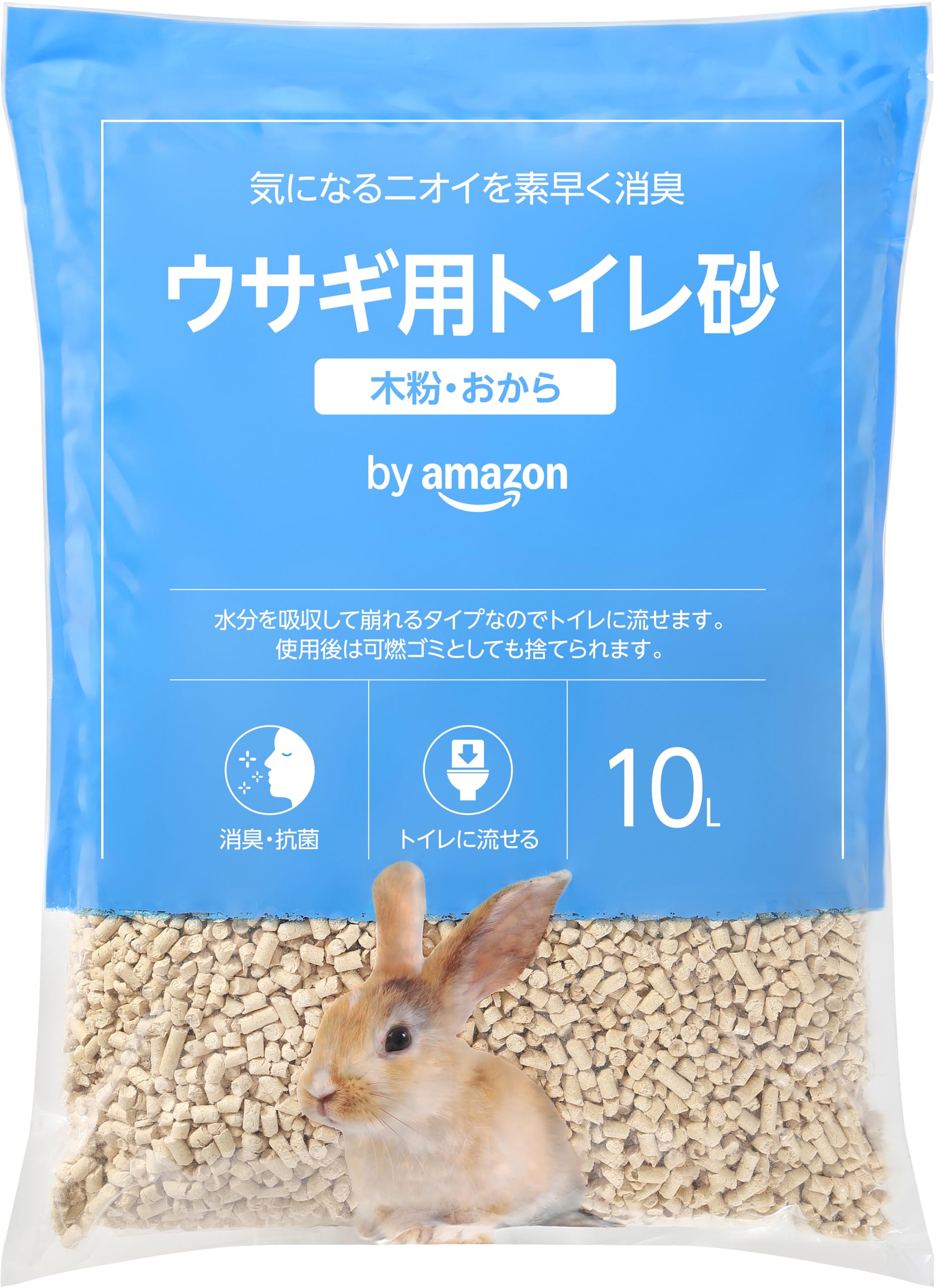 うさぎ小屋　フード、草、トイレ砂など Amazon.co.jp: by Amazon ウサギ用トイレ砂 （木粉・おから）10L